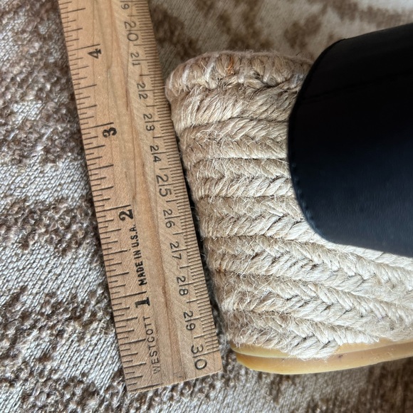 Black leather sandals espadrilles ankle strap velcro closure - Picture 8 of 14